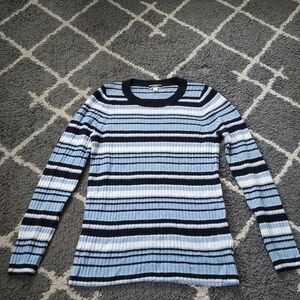 J crew featherweight cashmere crewneck sweater slim light purple stripes size sm